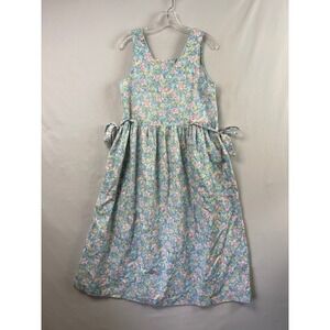 Vintage Willow Creek Floral Maxi Dress Women Small Blue Shift Cottage Sleeveless